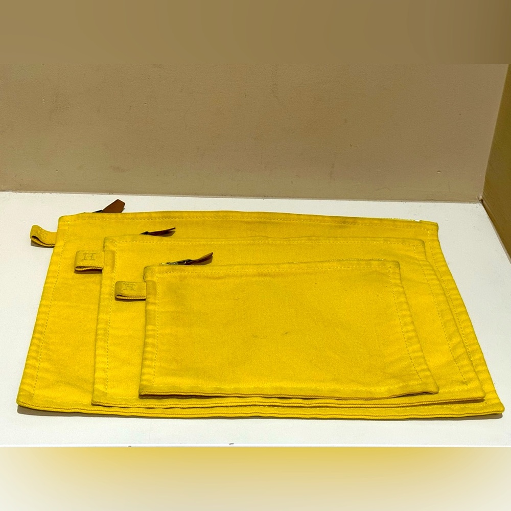 Hermes Yellow Canvas Bora Bora 3-pc Set